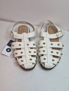 Target White Gladiator Sandals with Gold Studs Size 9